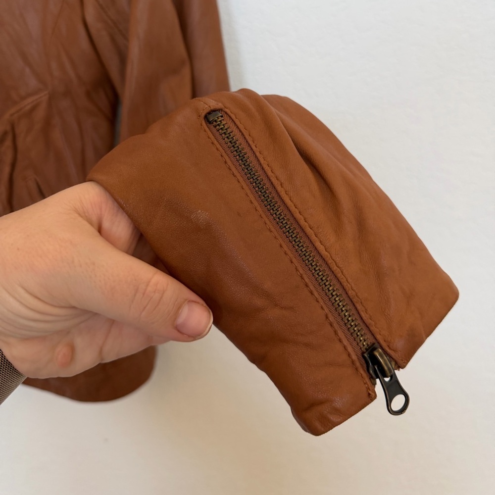Doma Leather Biker Jacket Cognac Brown Size Small 100% Leather - Picture 7 of 12